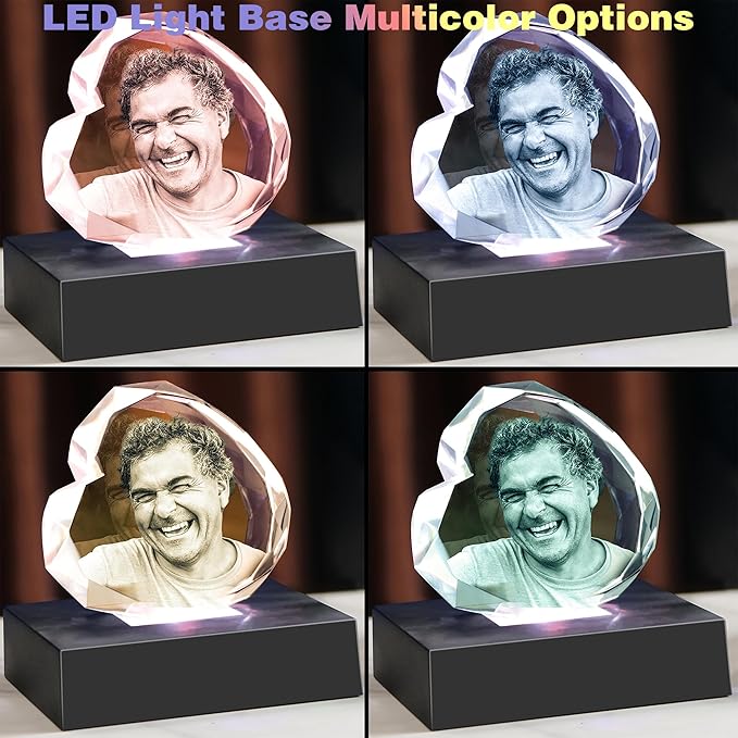 3D Crystal Photo, Personalized Gifts for Women, Wife, Her, Him, Men, Husband,Mom,Custom Photo Gifts,Personalized Birthday, Anniversary, Memorial Gift