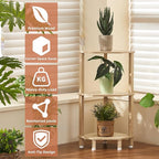 YUFAM 3-Tier Corner Shelf with Sturdy 5-Leg Base, Wooden Corner Bookshelf for Small Spaces, Small Corner Table for Living Room, Bedroom, Bathroom, Natural
