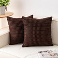 Aegero Pack of 2 Corduroy Decorative Throw Pillow Covers 24x24 InchSoft Striped Pillow Covers Modern Farmhouse Home Decor for Sofa Living Room Couch Bed（Dark Brown）