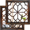 Wocred 2 PCS Square Wall Mirror,Gorgeous Rustic Farmhouse Accent Mirror,Caramel Color Entry Mirror for Bathroom Renovation,Bedrooms,Living Rooms and More(12”x12”)