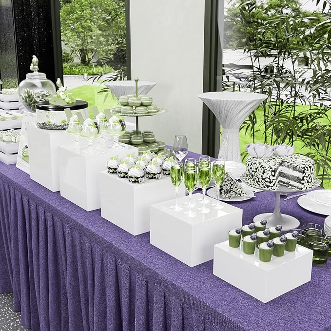 Extra Large White Acrylic Buffet Risers Cube Box Food Risers for Buffet Dessert Table 12 inch Set of 5 Tier Display Stands for Weddings,Shop Display,Large Food Risers Display for Food,White Acrylic Square Boxes Risers 12inch Tall