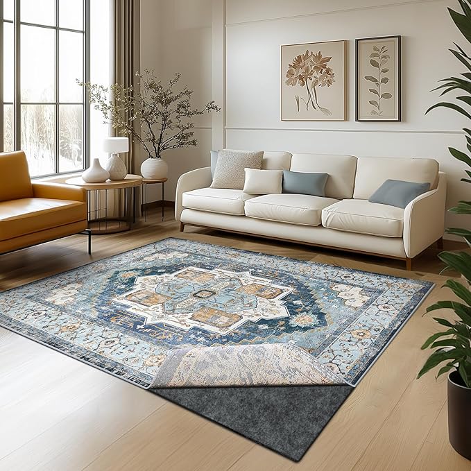 Waterproof Rug Pad, 5x8 ft Area Rug Non-Slip Carpet Pad, 1/4" Thick Non-Slip Rug Pads for All Floors and Finishes, Felt Pad for Hardwood Floors, Keeps Carpets in Place Soft and Safe