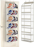 AOODA Clear Over the Door Hat Racks for Baseball Caps, Large Holds up to 72 Caps Hat Storage Organizer for Closet Wall, Deep Pockets Hanging Snapback Holder Shelves with 3 Hooks, Grey