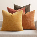 MIULEE Pack of 4 Orange/Yellow Couch Throw Pillow Covers 18x18 Inch Halloween Soft Decorative Chenille Pillows Farmhouse Accent Cushions for Boho Home Decor Spring Sofa Bedroom Living Room