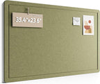 Fluxynara Bulletin Board,35.4" x 23.6" Cork Board Alternative with 12 Safe Removable Adhesive Tabs, Foldable Felt Pin Board for Home Office, Classroom, Bedroom,Entryway for Walls—Olive Green