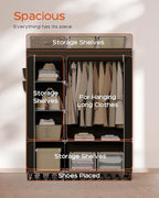 Portable Closet, 48 Inch Large Capacity Wardrobe Closet, Clothes Storage Organizer with Shelves and Hanging Rod, Easy to Assembly, Black PCT221B01