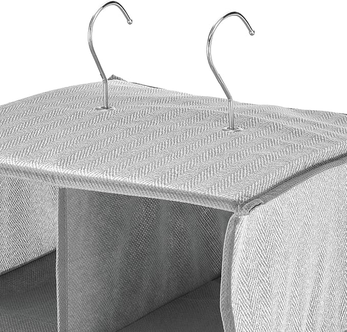 mDesign Soft Fabric Closet Organizer - Holds Shoes, Handbags, Clutches, Accessories - Large, 20 Shelf Over Rod Hanging Storage Unit - Gray