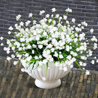 TURNMEON 20 Bundles Artificial Flowers for Outdoors Fake Plants Spring Decor, UV Resistant Artificial Plants Cemetery Flowers Faux Plastic Greenery Shrub for Home Porch Summer Decor 500 Heads(White)
