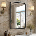 Sweetcrispy Bathroom Mirror 30x22 Inch Black Metal Framed Rounded Rectangle Vanity Mirror for Wall, Over Sink, Farmhouse, Restroom, Anti-Rust, Modern Decorative, Horizontal or Vertical Hanging