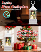 Christmas Snowman Snow Globe Light up Lantern with 8 Songs, 10.83" White Christmas Snow Globes for Kids Adults, 6H Timer & Dual Power, Snowglobes Christmas Decorations Indoor, Gifts for Women Men