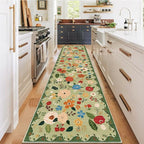 U'Artlines 2'6" x 10' Boho Runner Rug for Hallways Kitchen Colorful Floral Soft Non Slip Washable Floor Carpet Runners for Entryway Laundry Room Bathroom Green