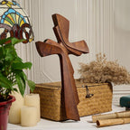 BGCarvedGrace Wooden Wall Cross Decor, Handcrafted Retro Religious Hanging Cross, Christian Home Wall Art Decoration(10 Inch)