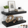 RICHFOCUS 28Inch Floating Shelves for Wall 2 Pack Shelves for Bedroom|Kitchen|Bathroom|Laundry Room Rustic Wood Wall Mounted Shelf with Invisible Brackets for Books|Storage|Decor, Black
