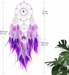 Dream Catchers,Large Dream Catcher Tree of Life Wall Decor,Adult Purple Boho Dream Catcher Wall Decor with Gemstone Hanging Ornament Girls Dorm Room Decor Festival Gift