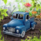 Farmhouse Blue Metal Truck Decor, Vintage Trucks Planter ,Decorative Rustic Pickup Farm Tabletop Storage Table Centerpiece for Office , Desk, Country Style Home & Kitchen Shelf Garden Decoration