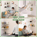 Sezanrpt 8x11.8 Inch Corner Shelf Wall Mount Set of 2, White Acrylic Corner Floating Shelves, Wall Organizer Shelf for Bathroom, Kitchen, Bedroom, Living Room, Dining Room, Office
