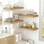 Vivelove 10" Deep Floating Shelves Over Toilet, 24" Wall Shelves for Bathroom Bedroom Kitchen Living Room Laundry Room, Modern Rustic Shelves for Home Decor, 24"x10.2"x1.5", Set of 2, Oak