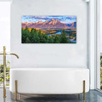 AIYISU Grand Teton Mountain Wall Art Sunset Nature National Park Posters Oxbow Bend Snake River Landscape Wall Decor Wyoming Scenery Painting Artwork for Living Room Office Home Decoration 24x48