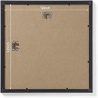 Vittanly 12x12 Picture Frames Set of 9, Display 8x8 Pictures with Mat or 12x12 without Mat, Photo Frames for Wall Mount, Engineered Wood, Black&Brown&Distressed White