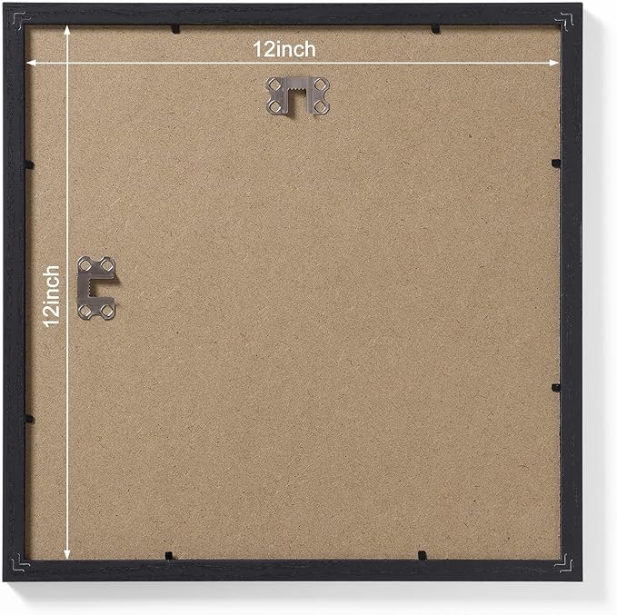 Vittanly 12x12 Picture Frames Set of 9, Display 8x8 Pictures with Mat or 12x12 without Mat, Photo Frames for Wall Mount, Engineered Wood, Black&Brown&Grey