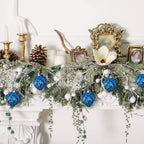 Jetec 8 Pieces Christmas Ornaments Glitter Christmas Tree Hanging Decoration Decorative Artificial Pine Cones Flowers Hanging Ornaments for Winter Wreath Holiday Decor(Blue)