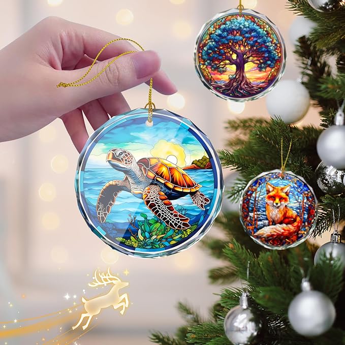 Stained Glass Sea Turtle Ornament - Christmas Tree Decor, Gift Exchange Present