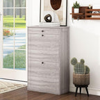 Shoe Storage Cabinet with 2 Flip Drawers, Narrow Freestanding Hidden Shoe Rack Cabinet, Pet-Proof Shoe Organizer for Closet, Entryway, Hallway, Wash Grey