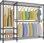 VIPEK V2 Plus Heavy Duty Clothes Rack, Portable Metal Clothing Racks with 4 Tiers Adjustable Wire Shelving & 3 Hanging Rods, Freestanding Closet Rack, Max Load 886LBS, Black