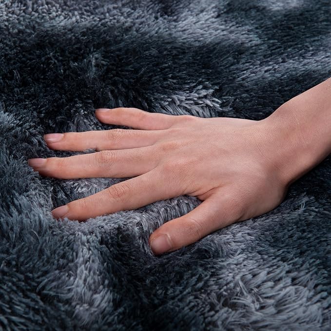 Rugs for Living Room 9x12, Soft Shaggy Modern Shag Area Rug for Bedroom, Upgrade Non-Slip Plush Fluffy Carpet for Kids Boys Girls Room Home Decor Aesthetic, Blue Grey