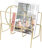 Gold Metal Modern Decorative Freestanding Floor Magazine Book Rack Storage Holder