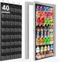 Over the Door Shoe Organizer with 40 Clear PVC Pockets – Waterproof Hanging Shoe Holder for Closet & Bathroom – Space-Saving Door Shoe Rack for Shoes, Toys, Toiletries & Snacks(Black)