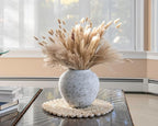 Rustic Farmhouse Textured Ceramic Vase, Large Round Distressed White Pottery Flower Vase for Centerpieces, Kitchen, Living Room, Bedroom, Table Top Decor, Gift & Weddings