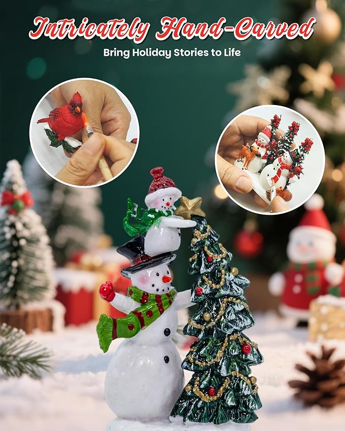 Christmas Snowman Snow Globe Light up Lantern with 8 Songs, 10.83" White Christmas Snow Globes for Kids Adults, 6H Timer & Dual Power, Snowglobes Christmas Decorations Indoor, Gifts for Women Men