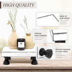 EOSAHR Decorative Wooden Riser for Display : Farmhouse Pedestal Stand for Retro Home Decor and Soap holder for Sink - The Rustic Tray Decor Riser for Kitchen & Bathroom (Black and White)