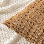 MIULEE Pack of 2 Corduroy Decorative Throw Pillow Covers 18x18 Inch Soft Boho Striped Pillow Covers Modern Farmhouse Home Decor for Sofa Living Room Couch Bed Brown