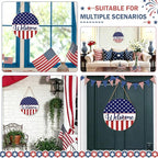Harooni 4th of July Welcome Sign Memorial Day Door Hanger 12x12 Inch American Flag Star Wreaths for Front Door Decor American Patriotic Independence Day Hanging Sign for Home Wall Window Porch Outdoor