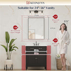 Keonjinn 24 x 32 Inch Black Mirror for Wall, Rectangle Bathroom Vanity Mirrors for Over Sink, Metal Framed Farmhouse Mirror, Square Corner Brushed Rectangular Mirror(Horizontal/Vertical)