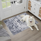 Washable Area Rug 2x3 Entryway Rug: Washable Modern Abstract Soft Thin Rug Indoor Floor No Slip Stain Resistant Carpet for Bedroom Dining Room Farmhouse Nursery Home Office - Grey