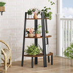 Hoctieon Corner Shelf, 3-Tier 40" Tall Corner Bookshelf, Rustic Ladder Shelf, Industrial Display Stand for Living Room, Kitchen, Home Office, Balcony, Small Space, Metal Frame, Rustic Brown