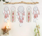 5 Pack Dream Catchers Moon Phase Boho Wall Decor Feather Handmade Traditional Macrame Wall Hanging Dream Catcher for Home, Bedroom, Living Room, Witchy Gifts (Pink Set)