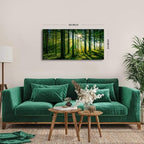 Forest Canvas Wall Art Green Mountain Wall Decor Tree Forest Landscape Prints Pictures Nature Woodland Sunrise Scenery Posters Paintings Modern Artwork for Living Room Bedroom Home Decorations 24x48”