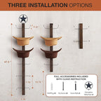 P-ALADIN Cowboy Hat Holder, Cowboy Hat Rack for Wall, 6-Piece Wall-Mount Western Hat Organizer with Wooden Board – Storage Hat Holder Organizer