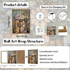 YYNISPIN Vintage Book Wildflower Wall Art Moody Stained Glass Book Lover Wall Decor Painting, Whimsical Reading Nook Library Poster Canvas Prints for Cottage Bedroom Living Room 16x24 inch Frame