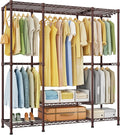 Ulif E3 Heavy Duty Garment Rack, 4 Tiers Freestanding Closet Organizer System with 5 Shelves, Metal Closet Organizer and Storage System for Clothes, Max Load 850lbs, 58.4"W x 15.7"D x 77.3"H, Bronze