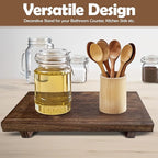 Rustic Pedestal Stand - Handmade Small Wood Tray - Soap Tray for Kitchen Sink, Bathroom (Brown, 12 x 7 x 1.5 Inch)