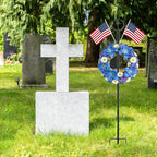 succulentlovers 2PCS Cemetery Wreath Stands, 38" Christmas Metal Wreath Holder Stand with Cross 3 Pronged Decor, Gravestone Wreath Hanger Headstone Flower Holder for Xmas Memorial Day Graveside Decor