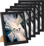 KTKDE 5x7 Picture Frame Set of 5, Wooden frames Black, Vertical & Horizontal Wall Hanging for Wall or Tapletop Display,Studio Gallery Photo Frame for Photos, Posters & Art Prints