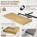 30 Inch Floating Shelves for Wall Set of 2, 12"D Wood Grain Bathroom Shelves with Invisible Brackets, Easy Install Engineered Wood Storage Shelves for Kitchen, Living Room, Bedroom, Oak Finish