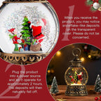 Christmas Santa Snow Globe, Christmas Musical Snow Globe Lantern Lights with 6H Timer Battery & USB Powered, Retro Style Holiday Glitter Globe for Xmas Home Decoration Holiday Party Gifts