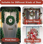 Wreath Door Hanger, Black Wreath Hanger for Front Door, Adjustable Wreath Hanger from 15 to 25 Inches Wreath Hangers, Metal Doors Wreath Hangers for Christmas, Spring, Easter Decorations Wreaths